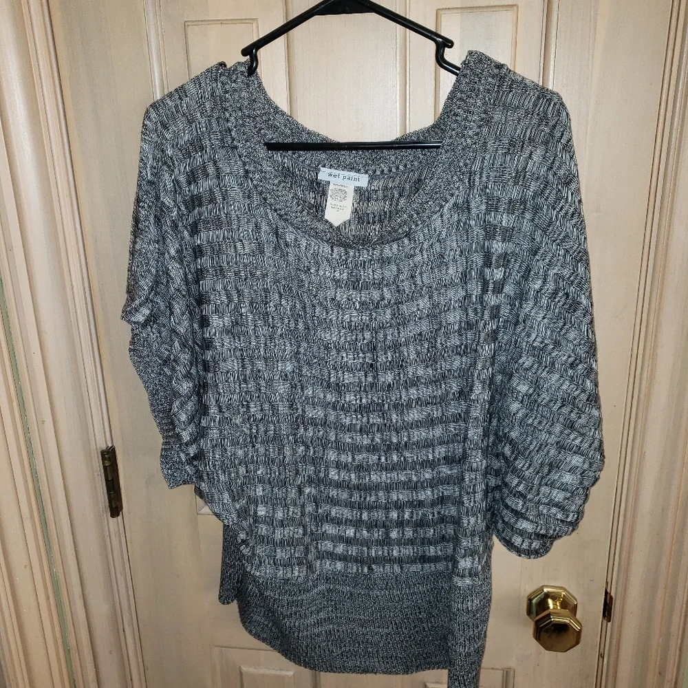 Womens plus sz 1X Black Gray sweater by Wet Paint